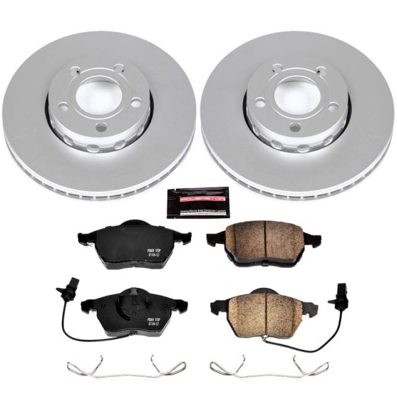 Audi A4 Brake Kit - Front - PowerStop - Geomet Coated Rotors + Carbon-Fiber Ceramic Pads - `99-`04