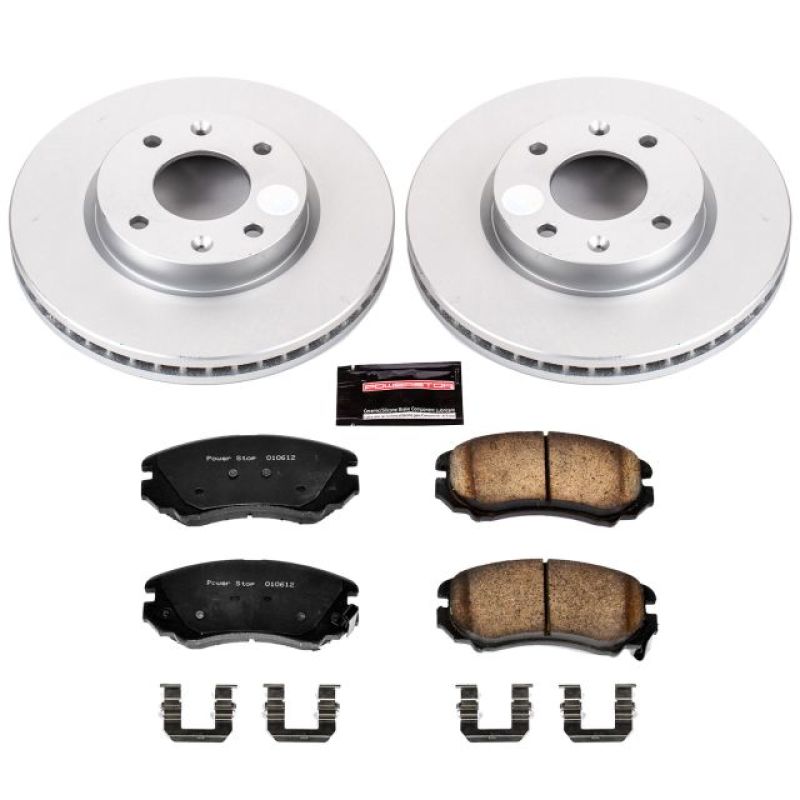 Hyundai Sonata Brake Kit - Front - PowerStop - Z17 Evolution Geomet Coated Rotors + Low-Dust Ceramic Pads - `03-`05
