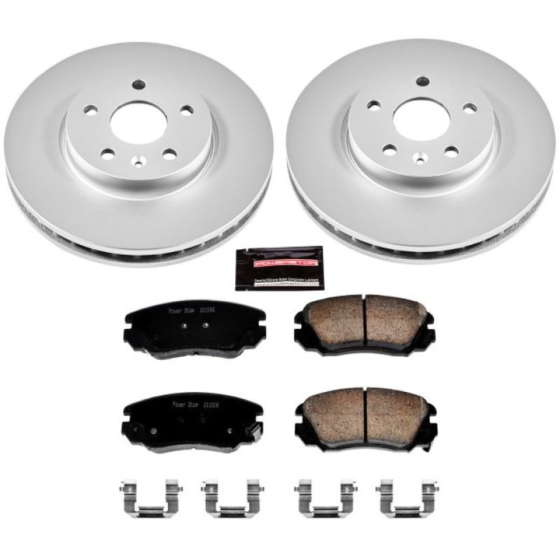 Buick Allure Brake Kit - Front - PowerStop - Geomet Coated Rotors + Z17 Low-Dust Ceramic Pads - 2010
