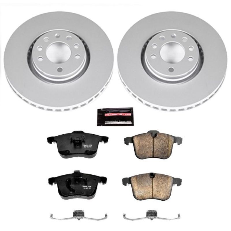 Saab 9-3 Brake Kit - Front - PowerStop - Z23 Evolution Sport Coated Rotors + Carbon-Fiber Ceramic Pads - `06-`11