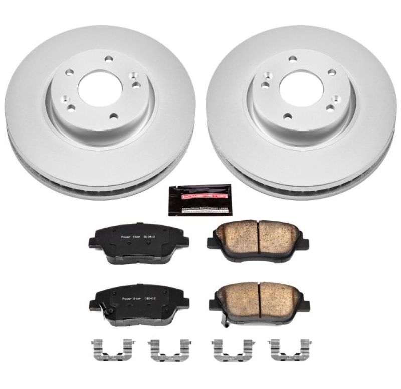 Hyundai Sonata Brake Kit - Front - PowerStop - Genuine Geomet Coated Rotors + Z17 Low-Dust Ceramic Pads - `10-`15