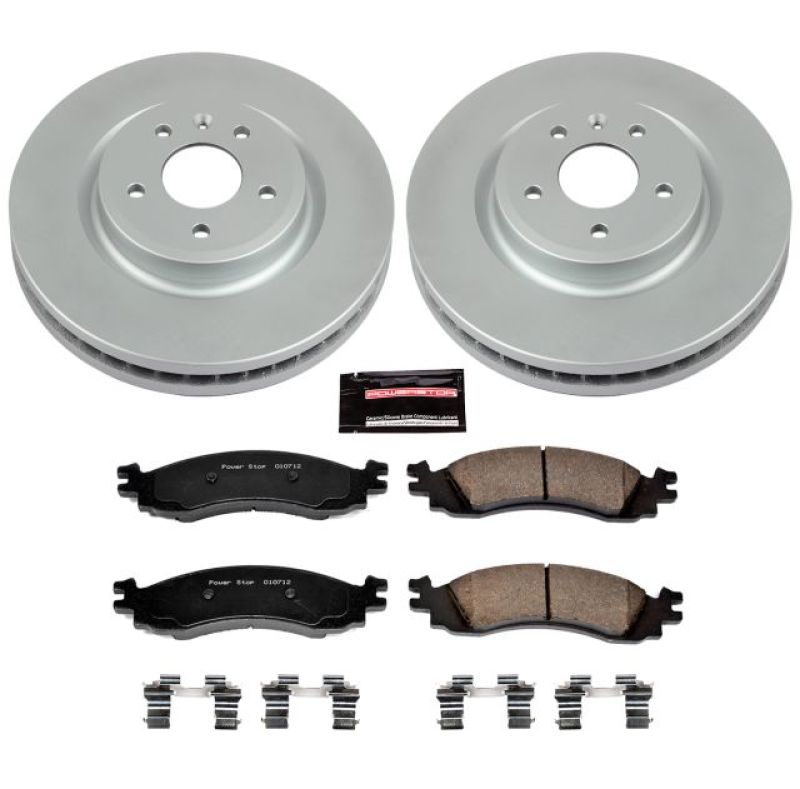Ford Taurus Brake Kit - Front - PowerStop - Geomet Coated Rotors + Z17 Low-Dust Ceramic Pads - 2010