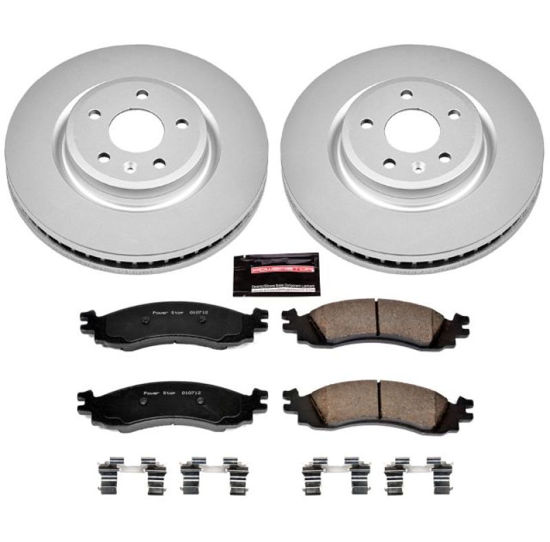 Ford Taurus Brake Kit - Front - PowerStop - Genuine Geomet Coated Rotors + Z17 Low-Dust Ceramic Pads - `11-`12