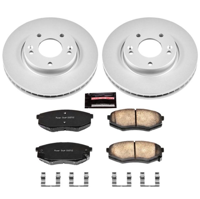 Hyundai Tucson Brake Kit - Front - PowerStop - Geomet Coated Rotors + Z17 Low-Dust Ceramic Pads - `10-`12
