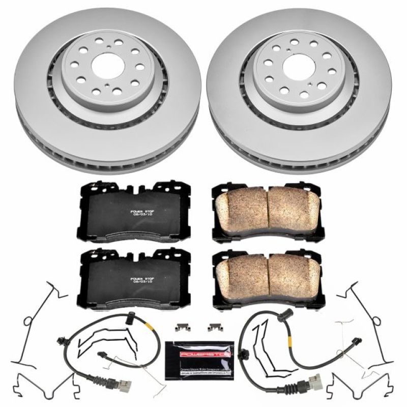 Lexus LS460 Brake Kit - Front - PowerStop - Z17 Evolution Geomet Coated Rotors + Low-Dust Ceramic Pads - `10-`17