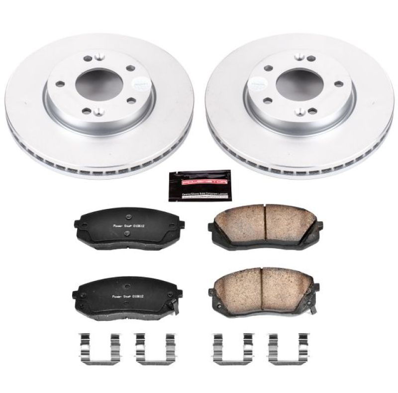 Kia Rondo Brake Kit - Front - PowerStop - Z17 Evolution Geomet Coated Rotors + Low-Dust Ceramic Pads - `07-`10