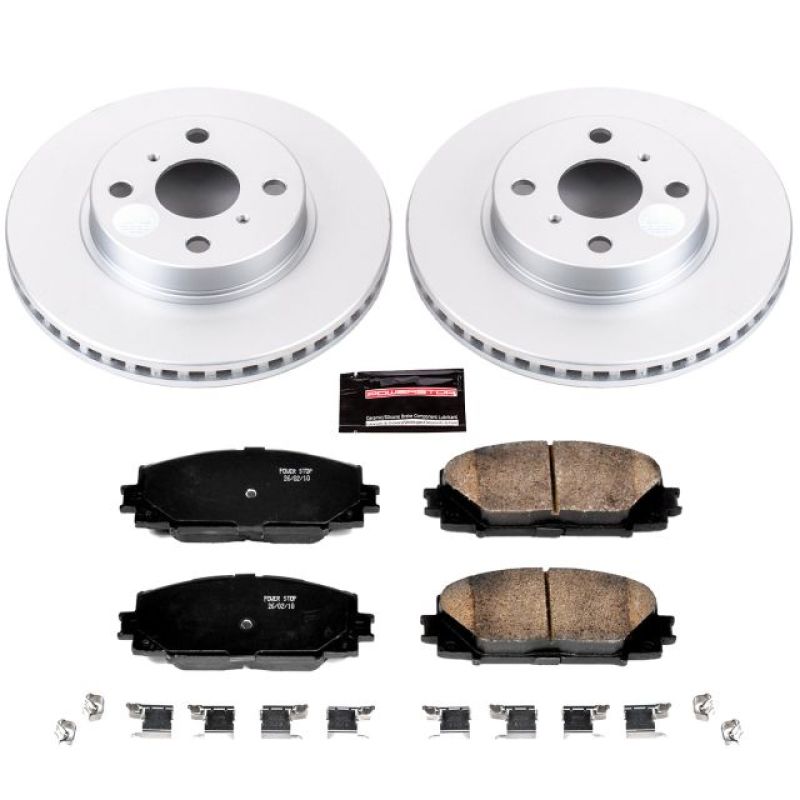 Scion iQ Brake Kit - Front - PowerStop - Geomet Coated Rotors + Z17 Low-Dust Ceramic Pads - 2013