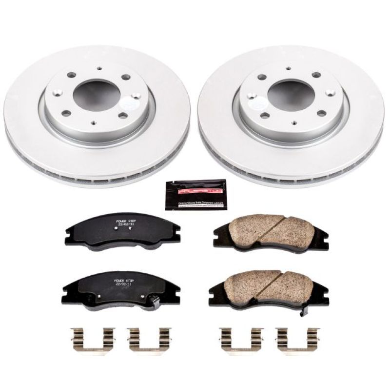 Kia Spectra Brake Kit - Front - PowerStop - Z17 Evolution Geomet Coated Rotors + Low-Dust Ceramic Pads - `04-`09 Kia Spectra Brake Kit - Front - PowerStop - Z17 Evolution Geomet Coated Rotors + Low-Dust Ceramic Pads - `04-`09