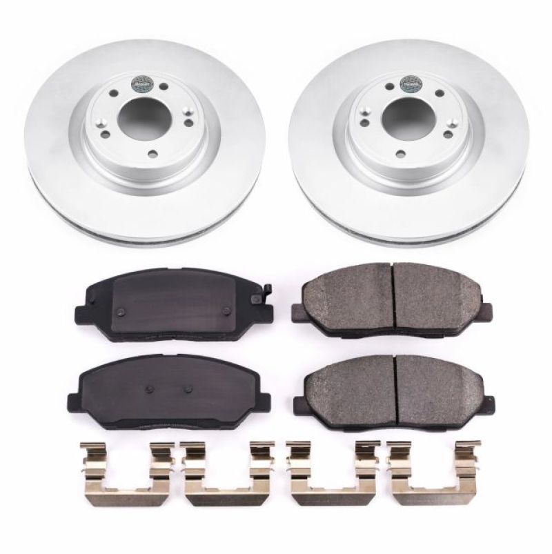 Hyundai Genesis Brake Kit - Front - PowerStop - Genuine Geomet Coated Rotors + Z17 Low-Dust Ceramic Pads - `09-`11