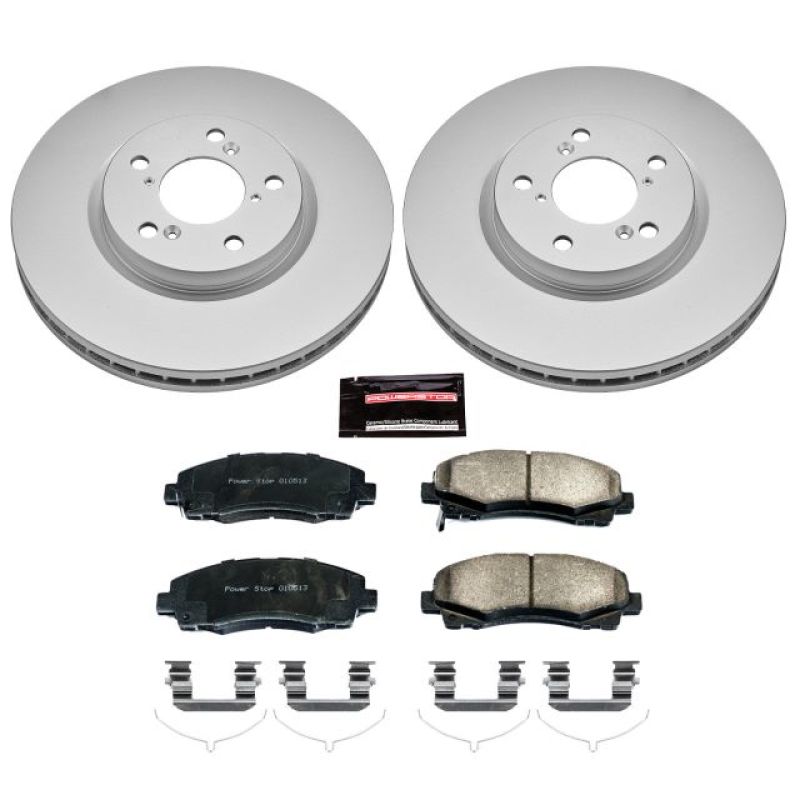 Honda Ridgeline Brake Kit - Front - PowerStop - Z17 Evolution Geomet Coated Rotors + Low-Dust Ceramic Pads - `12-`14