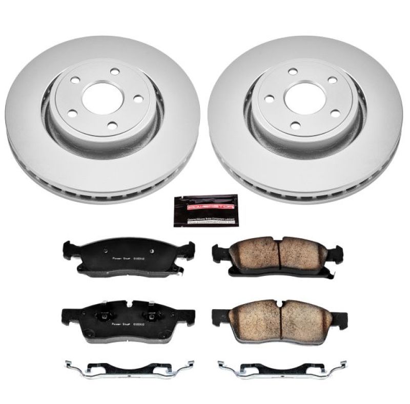 Dodge Durango Brake Kit - Front - PowerStop - Z17 Evolution Geomet Coated Rotors + Low-Dust Ceramic Pads - `11-`19