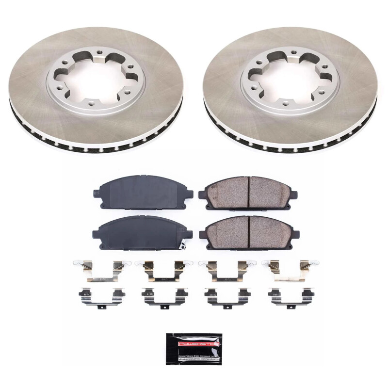 Dodge Durango Brake Kit - Front + Rear - PowerStop - Geomet Coated Rotors + Low-Dust Ceramic Pads - `11-`19