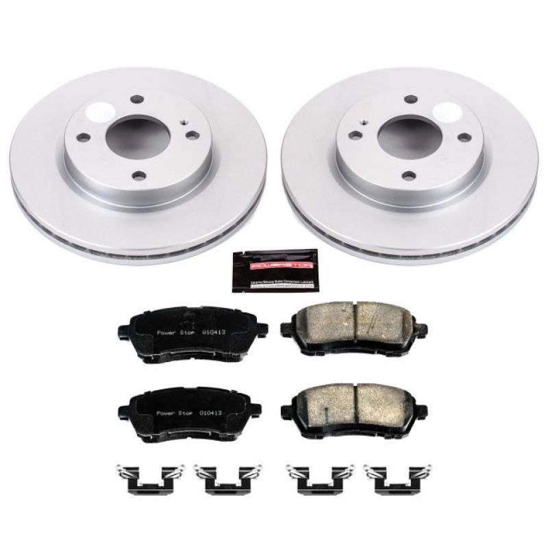 Ford Fiesta Brake Kit - Front - PowerStop - Geomet Coated Rotors + Z17 Low-Dust Ceramic Pads - `11-`19