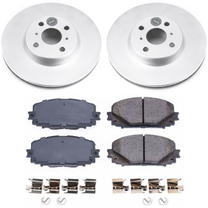 Toyota Yaris Brake Kit - Front - PowerStop - Z17 Evolution Geomet Coated Rotors + Low-Dust Ceramic Pads - `12-`18