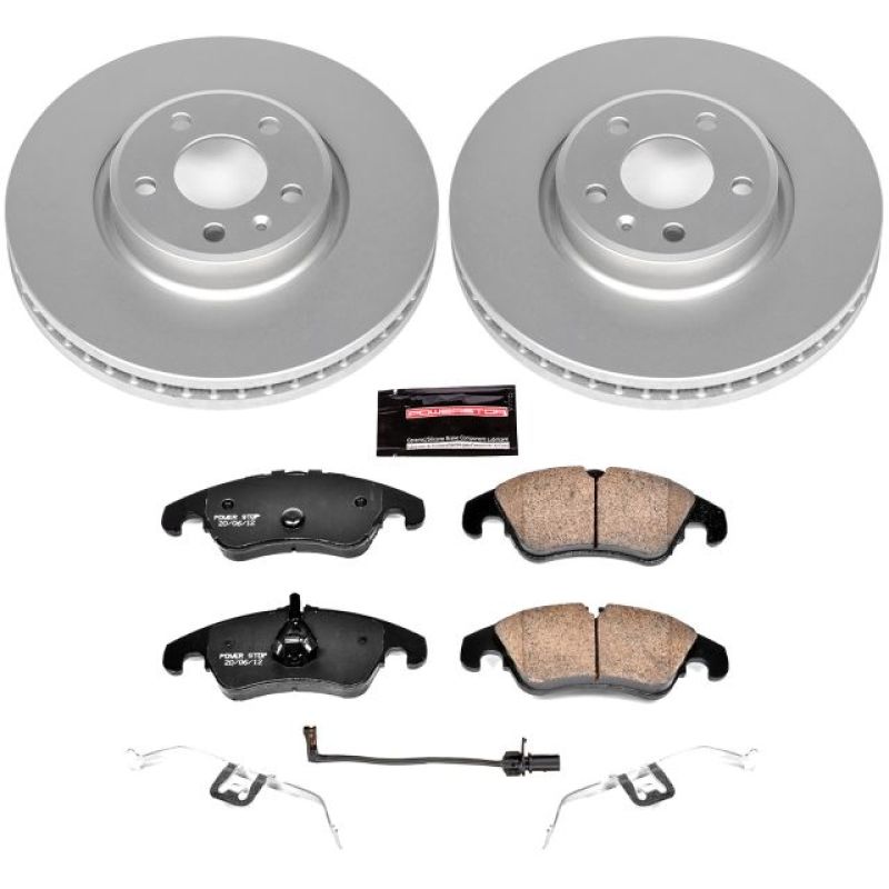 Audi A4 Brake Kit - Front - PowerStop - Geomet Coated Rotors + Carbon-Fiber Ceramic Pads - `12-`16