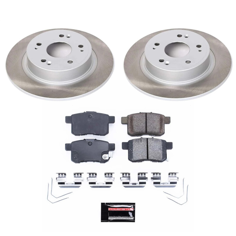 Honda CR-V Brake Kit - Front + Rear - PowerStop - Geomet Coated Rotors + Low-Dust Ceramic Pads - `02-`04