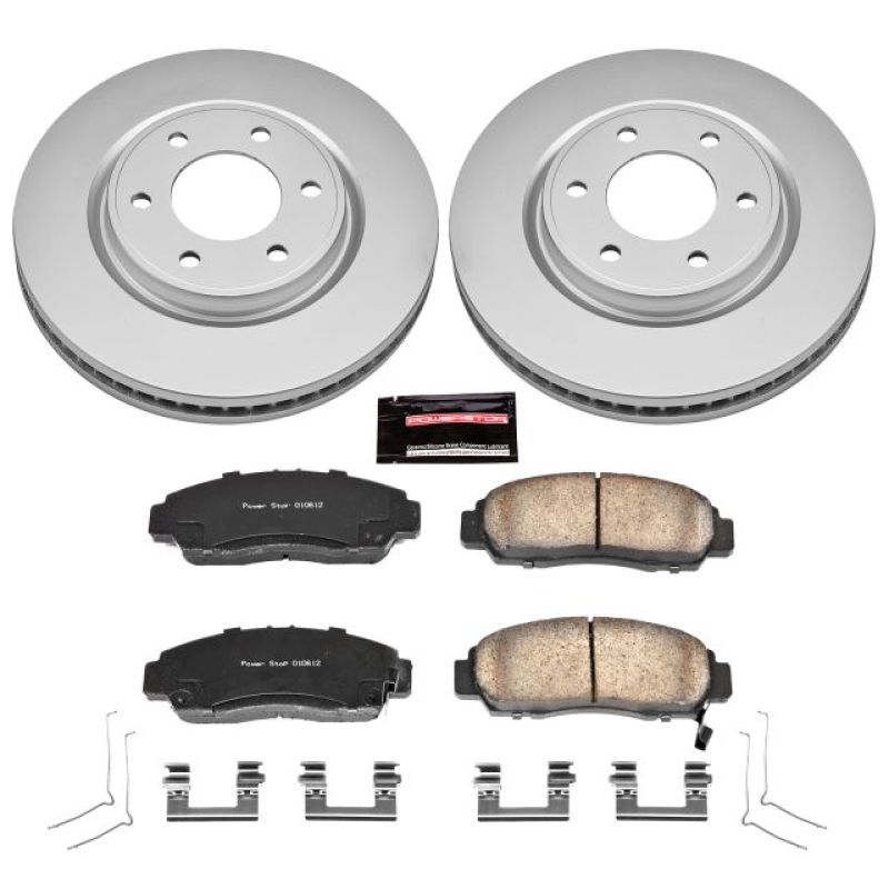 Infiniti QX56 Brake Kit - Front - PowerStop - Geomet Coated Rotors + Z17 Low-Dust Ceramic Pads - `11-`13
