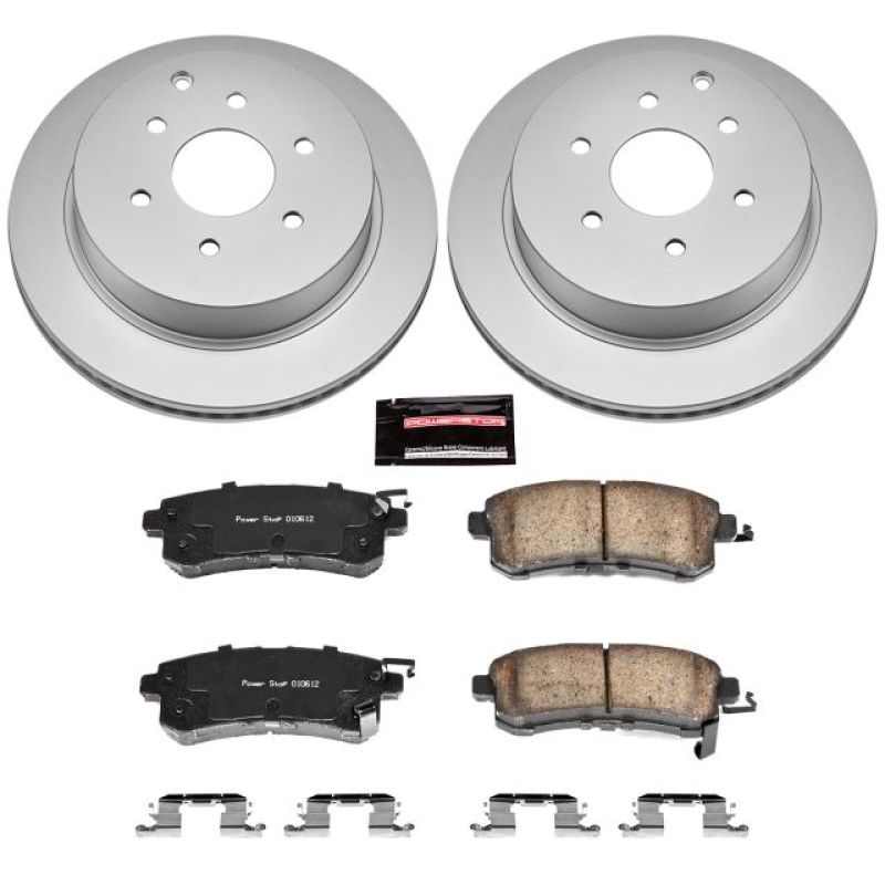 Infiniti QX56 Brake Kit - Rear - PowerStop - Genuine Geomet Coated Rotors + Z17 Low-Dust Ceramic Pads - `11-`13