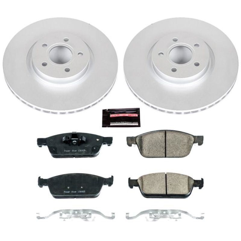 Ford Escape Brake Kit - Front - PowerStop - Geomet Coated Rotors + Z23 Carbon-Fiber Ceramic Pads + Stainless-Steel Hardware - `13-`19