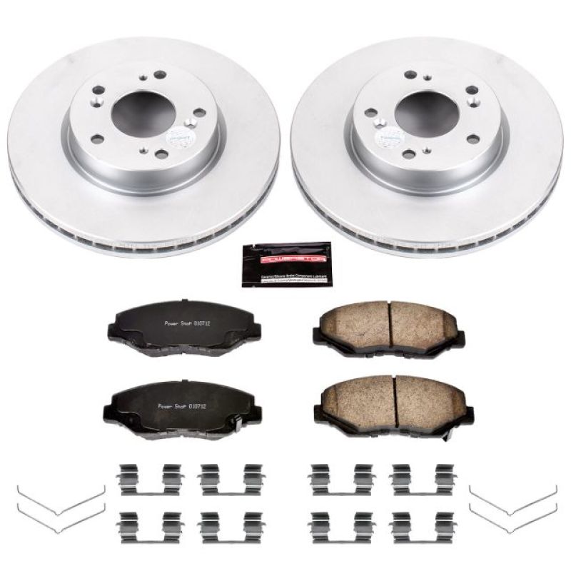 Acura ILX Brake Kit - Front - PowerStop - Z17 Evolution Geomet Coated Rotors + Z17 Low-Dust Ceramic Pads - 2013