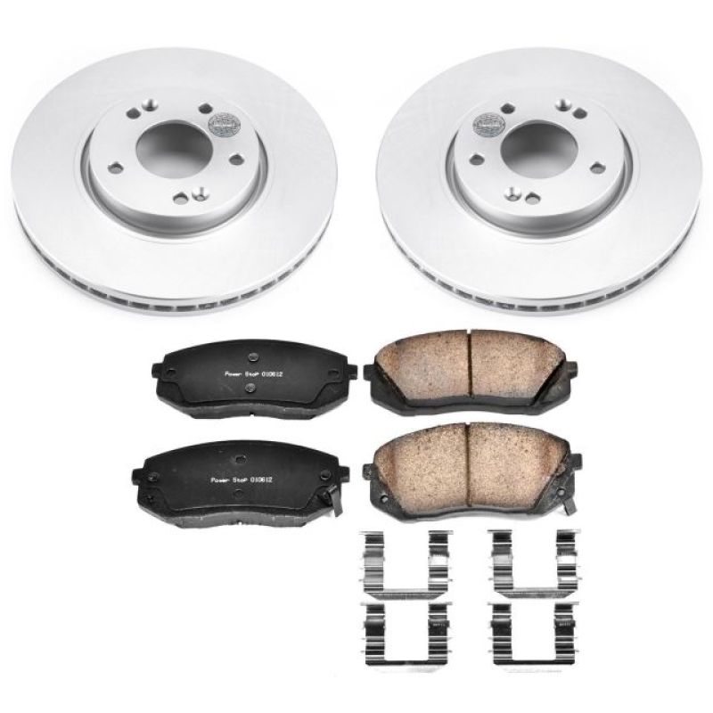 Kia Sportage Brake Kit - Front - PowerStop - Genuine Geomet Coated Rotors + Z17 Low-Dust Ceramic Pads - `12-`16