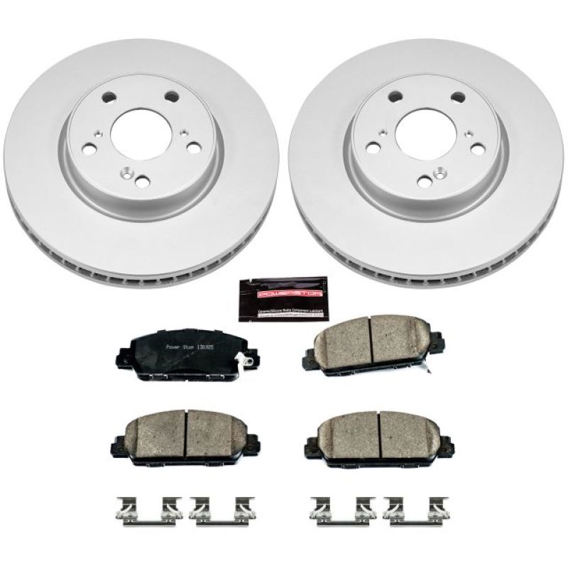 Honda Accord Brake Kit - Front - PowerStop - Geomet Coated Rotors + Z17 Low-Dust Ceramic Pads - `13-`17