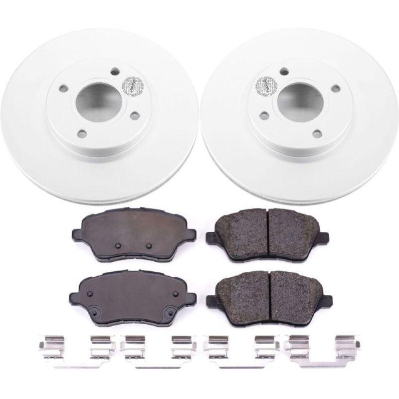 Ford Fiesta Brake Kit - Front - PowerStop - Genuine Geomet Coated Rotors + Z17 Low-Dust Ceramic Pads - `14-`19
