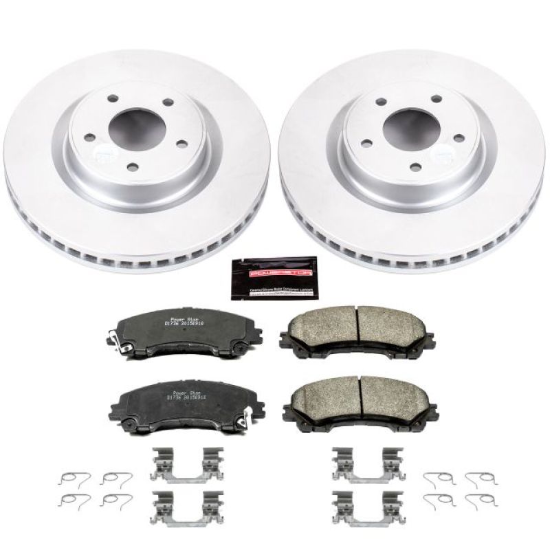 Infiniti Q50 Brake Kit - Front - PowerStop - Z17 Evolution Geomet Coated Rotors + Low-Dust Ceramic Pads - `14-`19