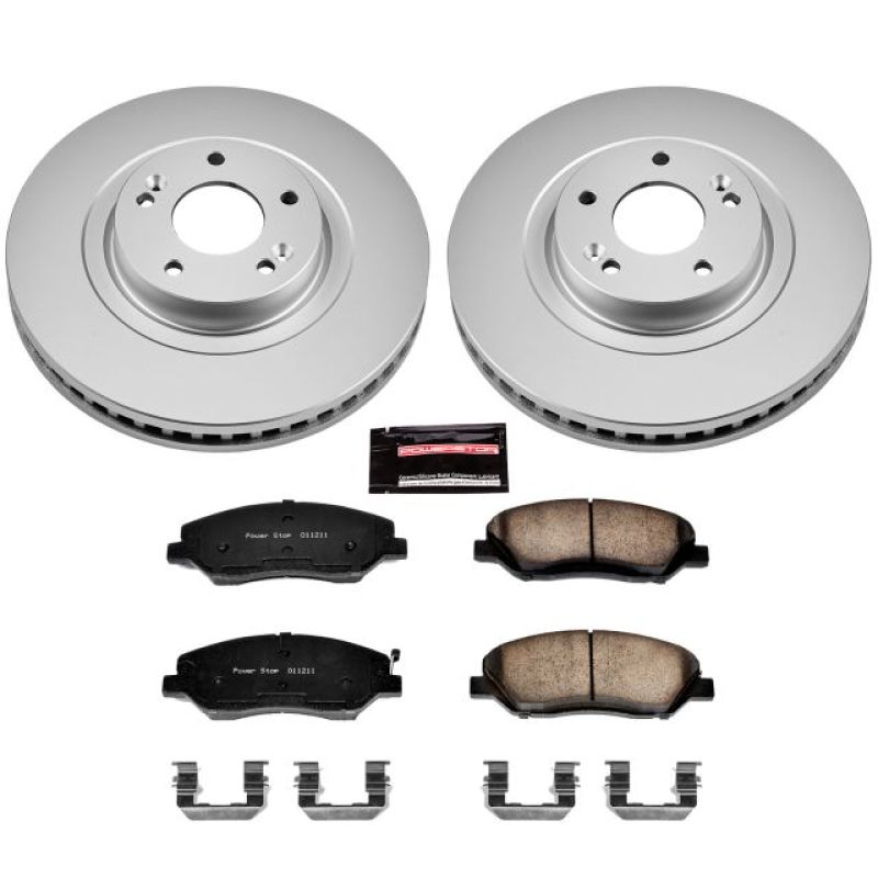 Hyundai Santa Fe Brake Kit - Front - PowerStop - Geomet Coated Rotors + Z17 Low-Dust Ceramic Pads - `13-`16