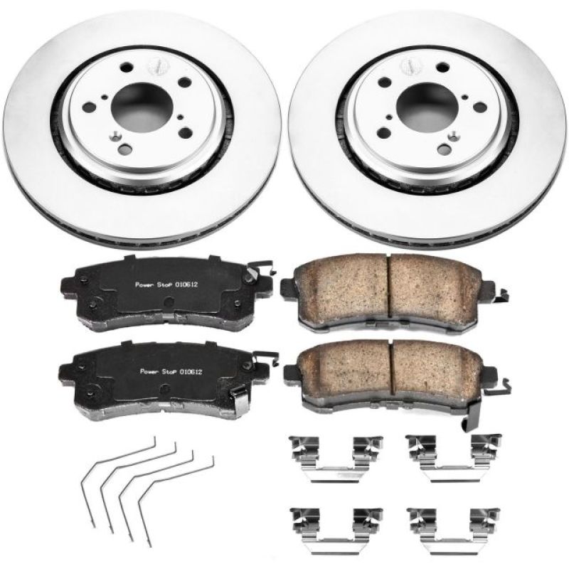 Honda Odyssey Brake Kit - Front - PowerStop - Genuine Geomet Coated Rotors + Z17 Low-Dust Ceramic Pads - `15-`17