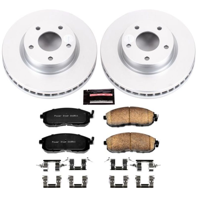 Nissan Sentra Brake Kit - Front - PowerStop - Geomet Coated Rotors + Z17 Low-Dust Ceramic Pads - `13-`18