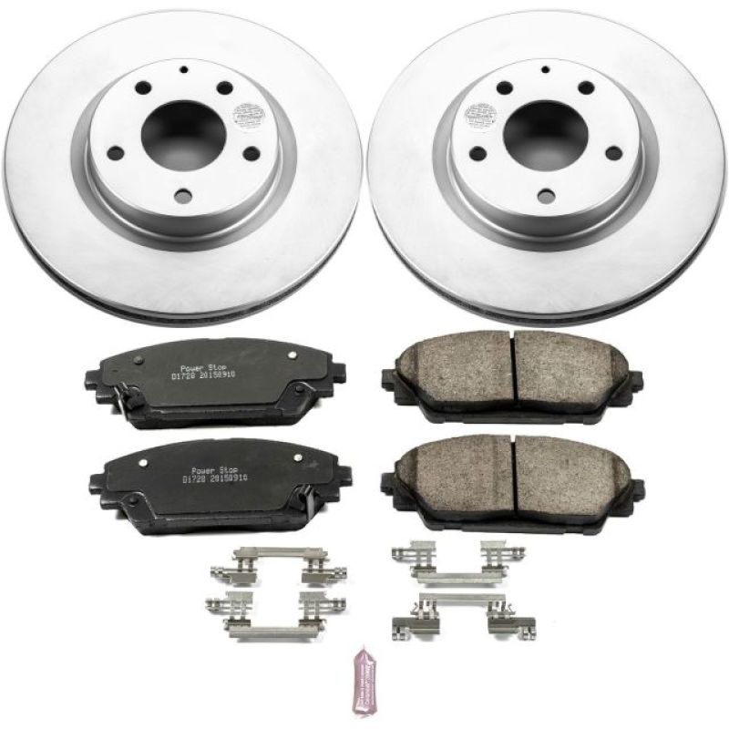 Mazda 3 Brake Kit - Front - PowerStop - Geomet Coated Rotors + Z17 Low-Dust Ceramic Pads - `14-`18