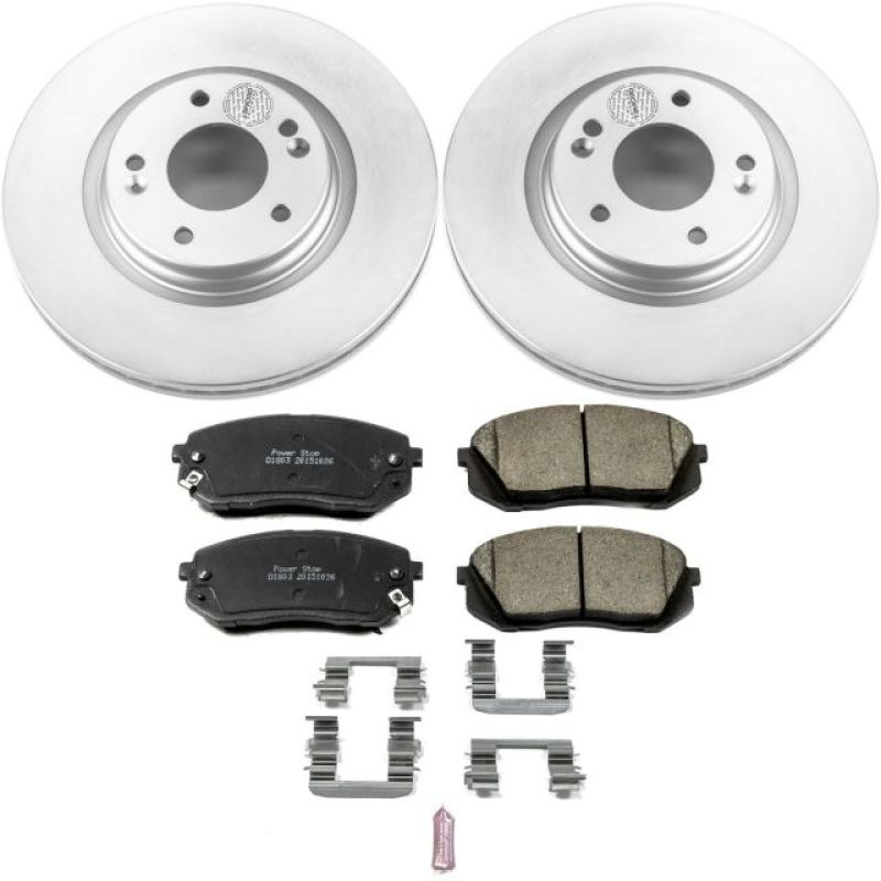 Hyundai Sonata Brake Kit - Front - PowerStop - Genuine Geomet Coated Rotors + Z17 Low-Dust Ceramic Pads - `15-`16