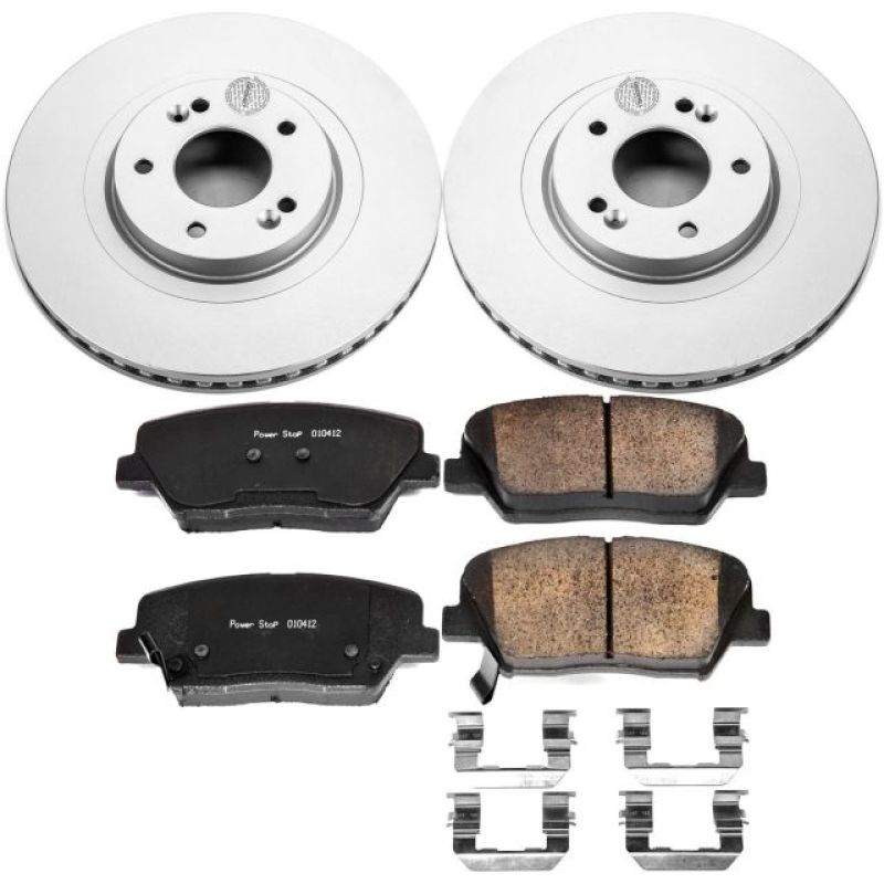Hyundai Santa Fe Sport Brake Kit - Front - PowerStop - Z17 Evolution Geomet Coated Rotors + Low-Dust Ceramic Pads - `13-`18 Hyundai Santa Fe Sport Brake Kit - Front - PowerStop - Z17 Evolution Geomet Coated Rotors + Low-Dust Ceramic Pads - `13-`18