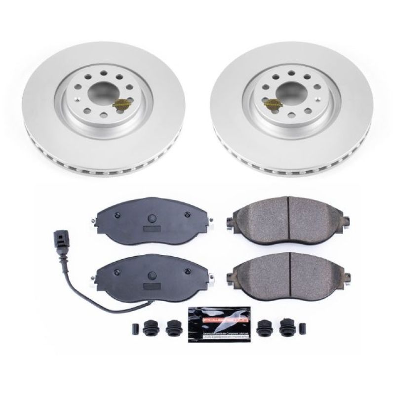 Volkswagen CC Brake Kit - Front - PowerStop - Geomet Coated Rotors + Carbon-Fiber Ceramic Pads - `12-`17