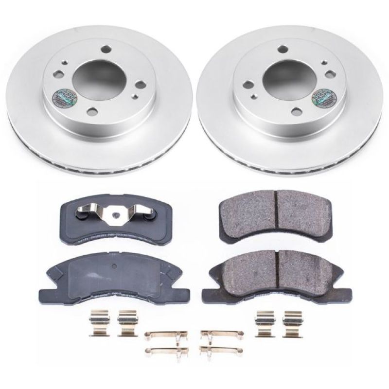 Mitsubishi Mirage Brake Kit - Front - PowerStop - Genuine Geomet Coated Rotors + Z17 Ceramic Pads - `14-`15 Mitsubishi Mirage Brake Kit - Front - PowerStop - Genuine Geomet Coated Rotors + Z17 Ceramic Pads - `14-`15