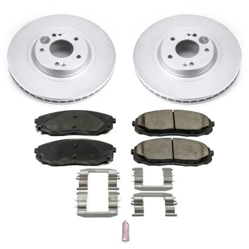 Kia Sedona Brake Kit - Front - PowerStop - Z17 Evolution Geomet Coated Rotors + Low-Dust Ceramic Pads - `15-`19