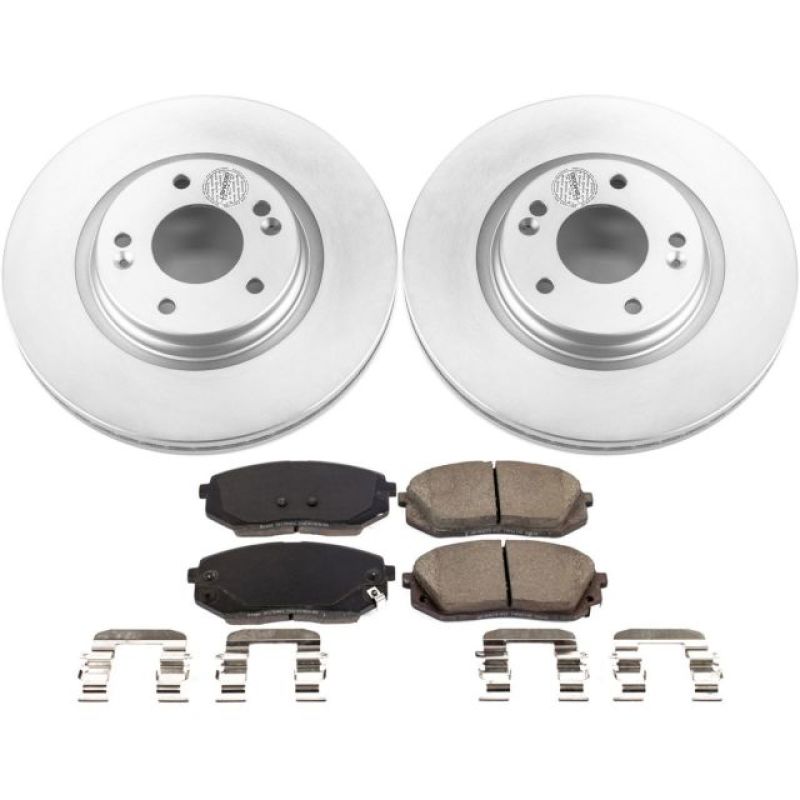 Hyundai Sonata Brake Kit - Front - PowerStop - Z17 Evolution Geomet Coated Rotors + Low-Dust Ceramic Pads - `16-`19