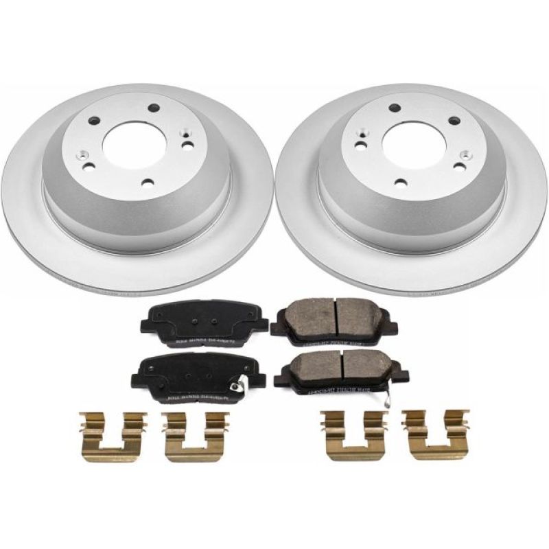 Hyundai Santa Fe Brake Kit - Rear - PowerStop - Genuine Geomet Coated Rotors + Z17 Low-Dust Ceramic Pads - `10-`18 Hyundai Santa Fe Brake Kit - Rear - PowerStop - Genuine Geomet Coated Rotors + Z17 Low-Dust Ceramic Pads - `10-`18