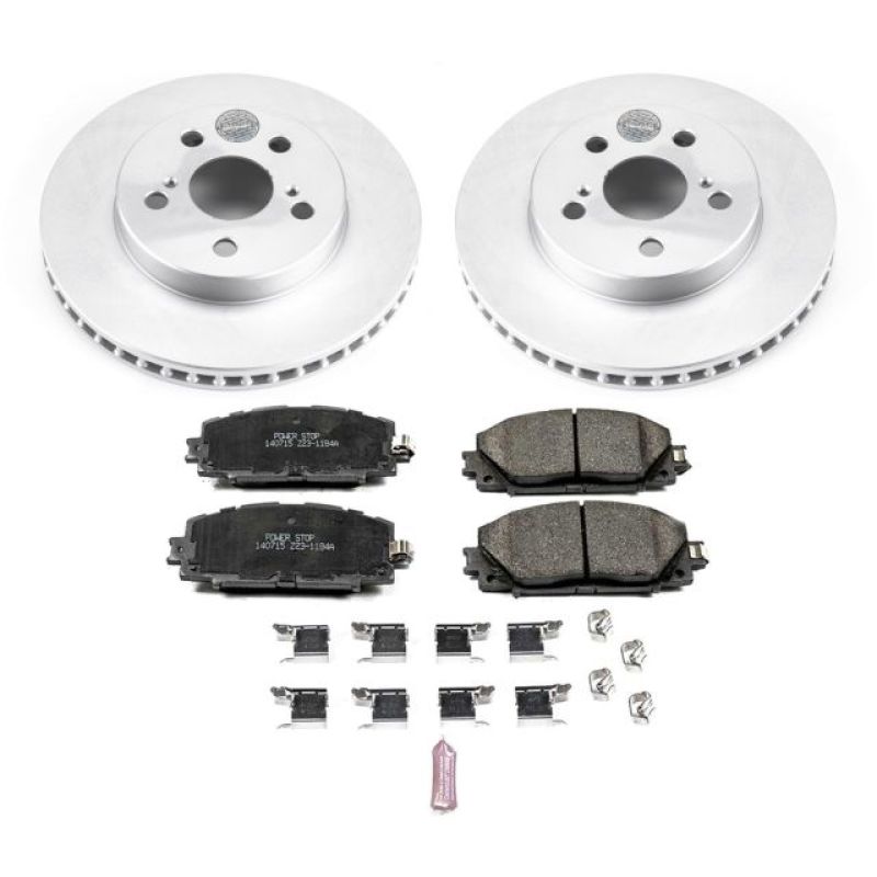 Toyota Prius Brake Kit - Front - PowerStop - Genuine Geomet Coated Rotors + Z17 Low-Dust Ceramic Pads - `16-`18