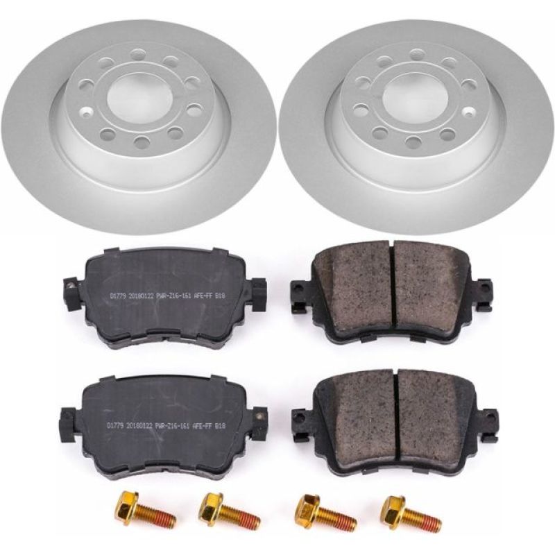 Audi Q3 Brake Kit - Rear - PowerStop - Genuine Geomet Coated Rotors + Z23 Carbon-Fiber Ceramic Pads - `16-`18