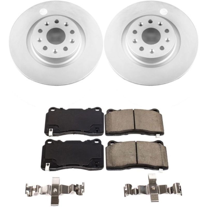 Cadillac CT6 Brake Kit - Front - PowerStop - Geomet Coated Rotors + Low-Dust Ceramic Pads - `16-`17