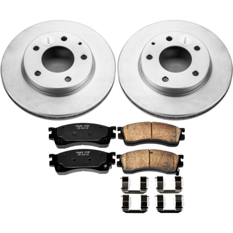 Mazda Protege Brake Kit - Front - PowerStop - Z17 Evolution Geomet Coated Rotors + Ceramic Pads - `01-`03