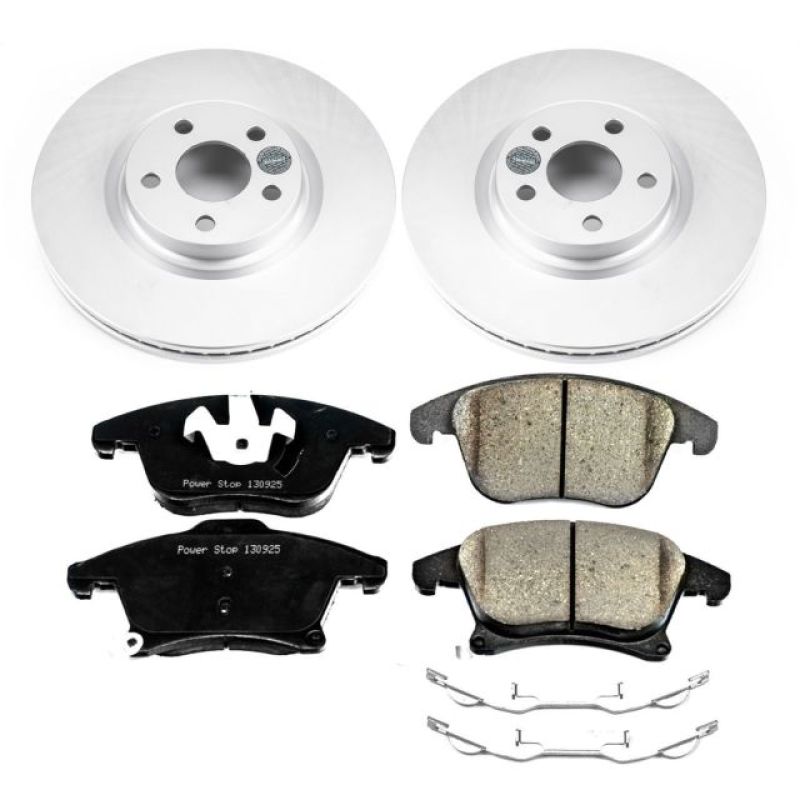 Lincoln MKZ Brake Kit - Front - PowerStop - Geomet Coated Rotors + Z17 Low-Dust Ceramic Pads - `17-`19