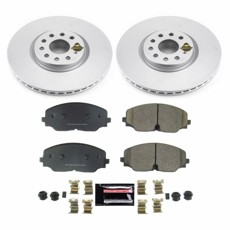Volkswagen Atlas Brake Kit - Front - PowerStop - Z23 Evolution Sport Coated Rotors + Carbon-Fiber Ceramic Pads - `18-`19
