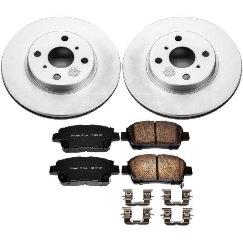 Toyota Echo Brake Kit - Front - PowerStop - Z17 Evolution Geomet Coated Rotors + Low-Dust Ceramic Pads - `01-`05