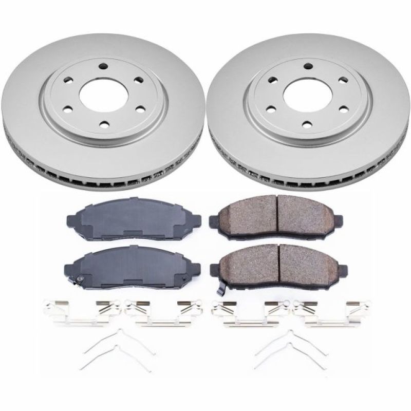 Nissan Frontier Brake Kit - Front - PowerStop - Geomet Coated Rotors + Z17 Low-Dust Ceramic Pads - 2019 Nissan Frontier Brake Kit - Front - PowerStop - Geomet Coated Rotors + Z17 Low-Dust Ceramic Pads - 2019