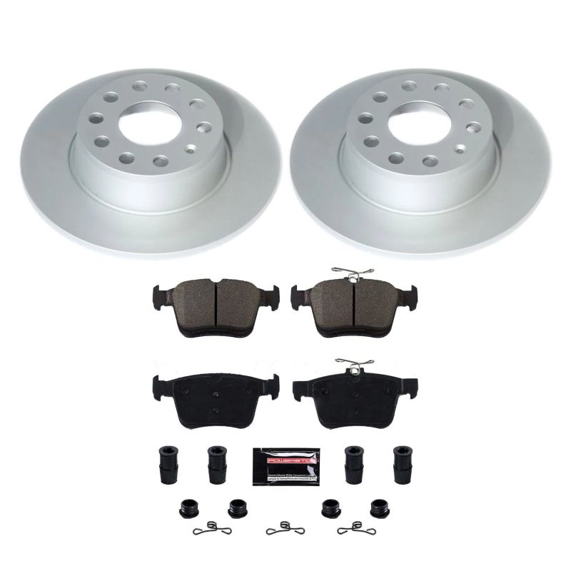 Volkswagen Jetta Brake Kit - Rear - PowerStop - Geomet Coated Rotors + Carbon-Fiber Ceramic Pads - 2019 Volkswagen Jetta Brake Kit - Rear - PowerStop - Geomet Coated Rotors + Carbon-Fiber Ceramic Pads - 2019