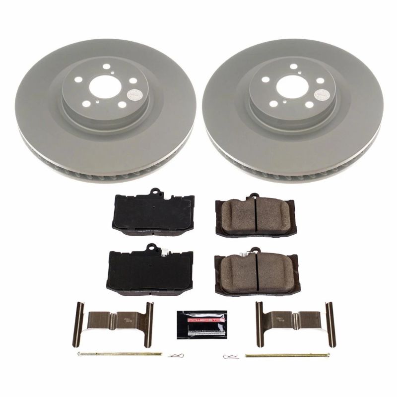 Lexus GS350 Brake Kit - Front - PowerStop - Genuine Geomet Coated Rotors + Z17 Low-Dust Ceramic Pads - `13-`19
