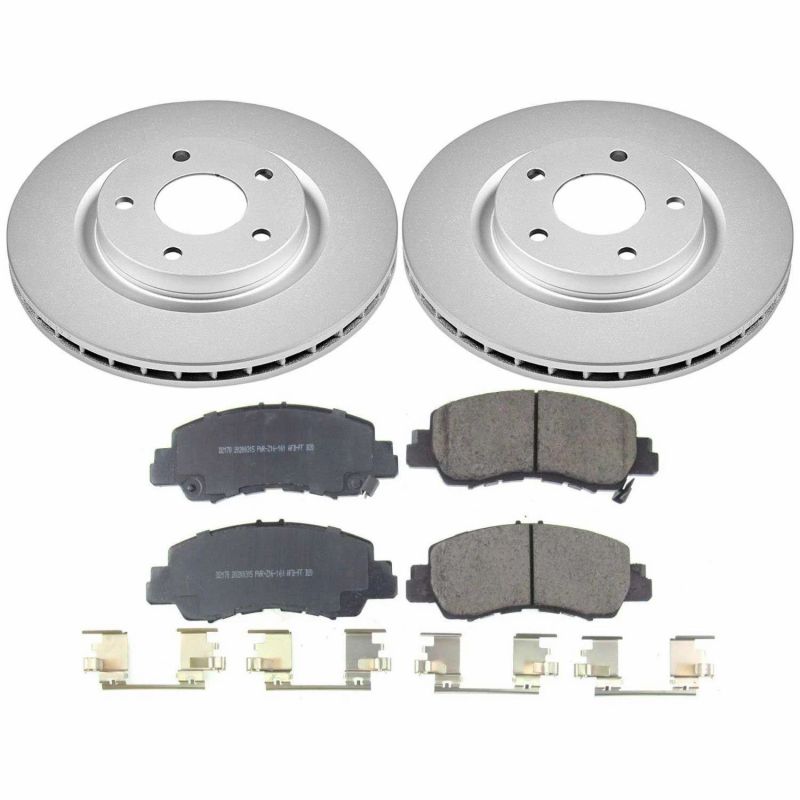 Mitsubishi Eclipse Cross Brake Kit - Front - PowerStop - Genuine Geomet Coated Rotors + Z17 Ceramic Pads - `18-`20 Mitsubishi Eclipse Cross Brake Kit - Front - PowerStop - Genuine Geomet Coated Rotors + Z17 Ceramic Pads - `18-`20